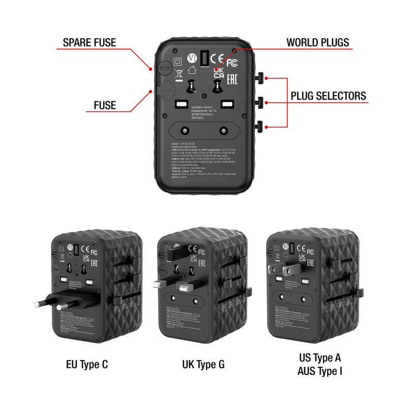 ALIMENTATION UNIVERSELLE 2 USB A ET 2 C 65W INTERNATIONALE 32120 VERBATIM