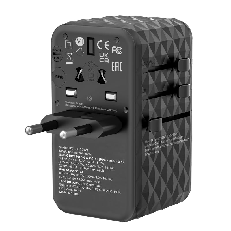 ALIMENTATION UNIVERSELLE 2 USB A ET 2 C 100W INTERNATIONALE 32121 VERBATIM