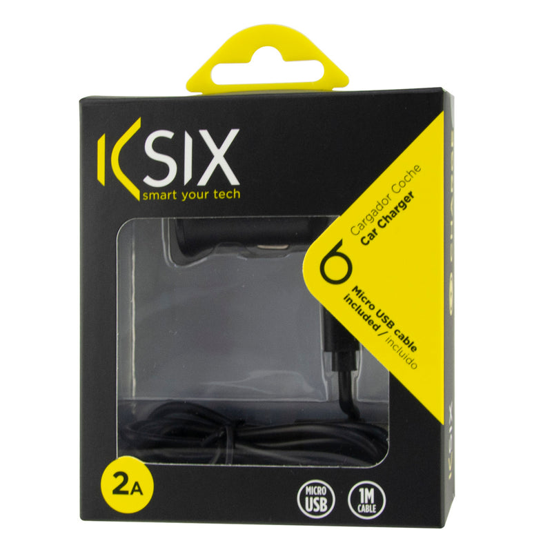 CHARGEUR DE VOITURE 2,1A + CABLE MICRO USB NOIR KSIX