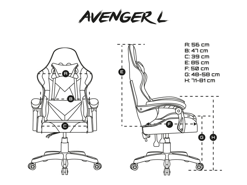 CHAISE GAMING AVENGER L NOIR-BLANC FURY