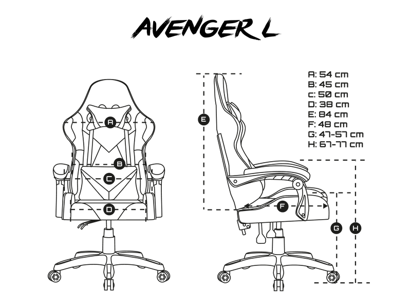 CHAISE GAMING AVENGER L NOIR-BLANC FURY