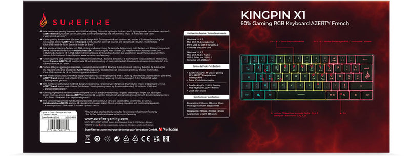 Clavier gaming Kingpin X1 60% Azerty SUREFIRE
