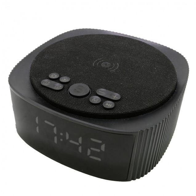 Réveil noir charge induction et haut-parleurs Bluetooth 10w KSIX - L'échoppe connectée